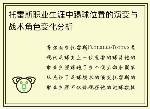 托雷斯职业生涯中踢球位置的演变与战术角色变化分析